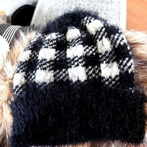 Black and White Plaid Winter Hat